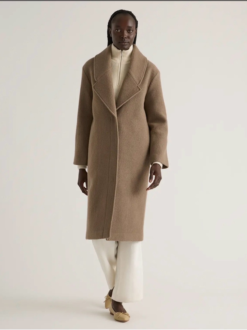 Quince 100% Merino Wool Shawl Collar Long Coat Medium | Heather Elm NWT
